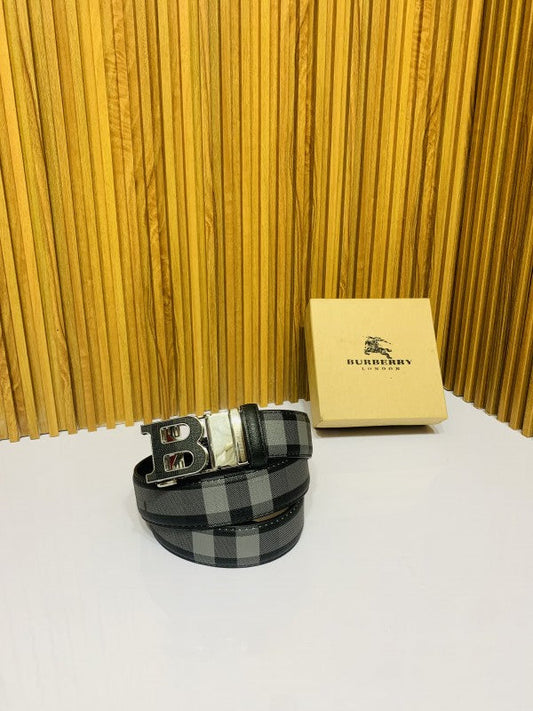 BURBERRY SILVER GREY PREMIUM QUALITY AUTOMATIC LOCK BELT