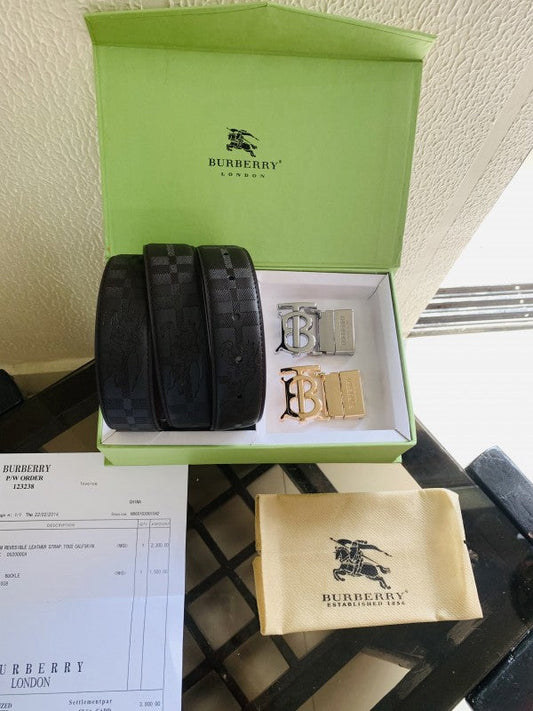 BURBEERRY PRINTED 2 PCS BUCKLE PREMIUM QUALITY BELT