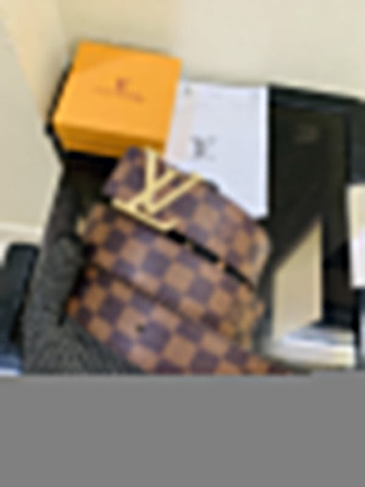 LOUIS VUITTO_N GOLDEN BROWN CHEX PRINTED PREMIUM QUALITY BELT