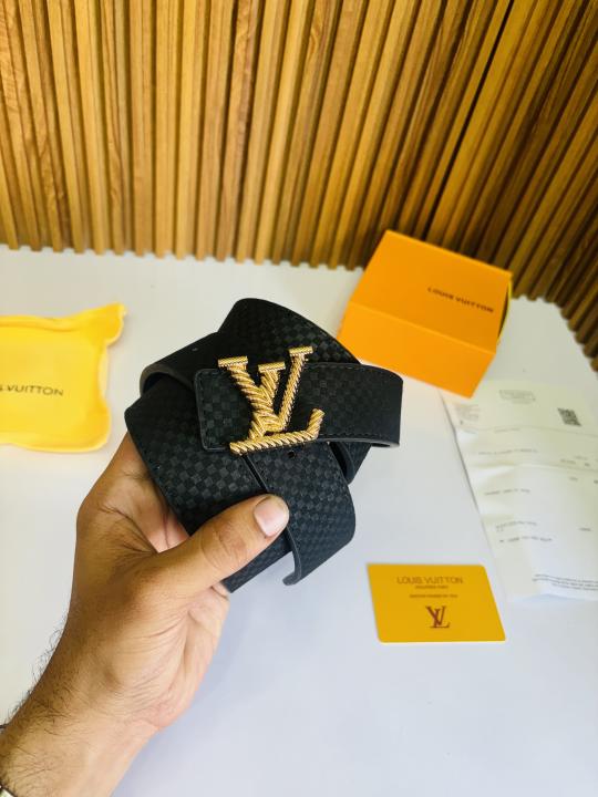 Luis Vuiitton Gold and Black Premium Belt