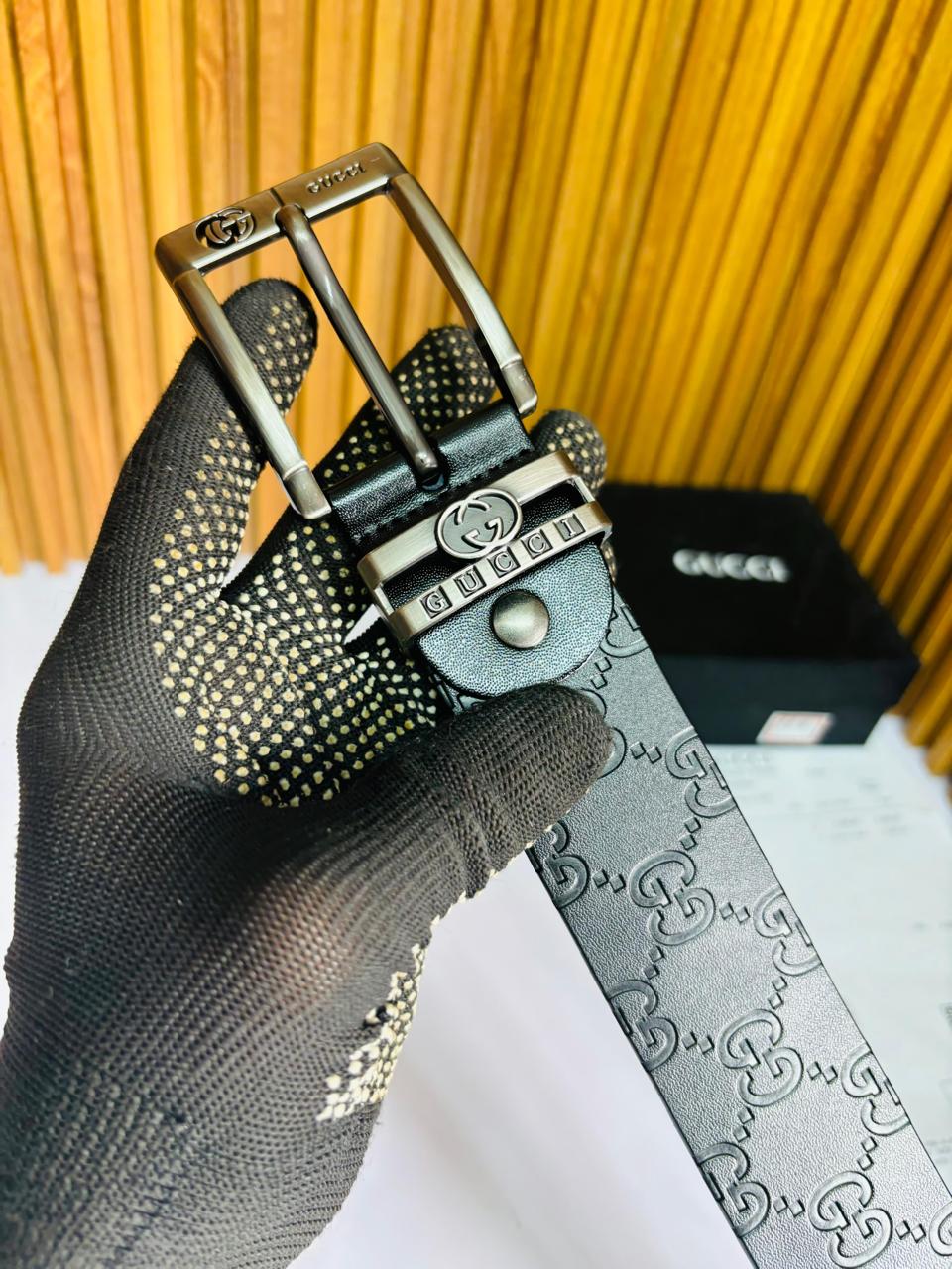 GUCC I PRINTED BLACK PREMIUM QUALITY BELT