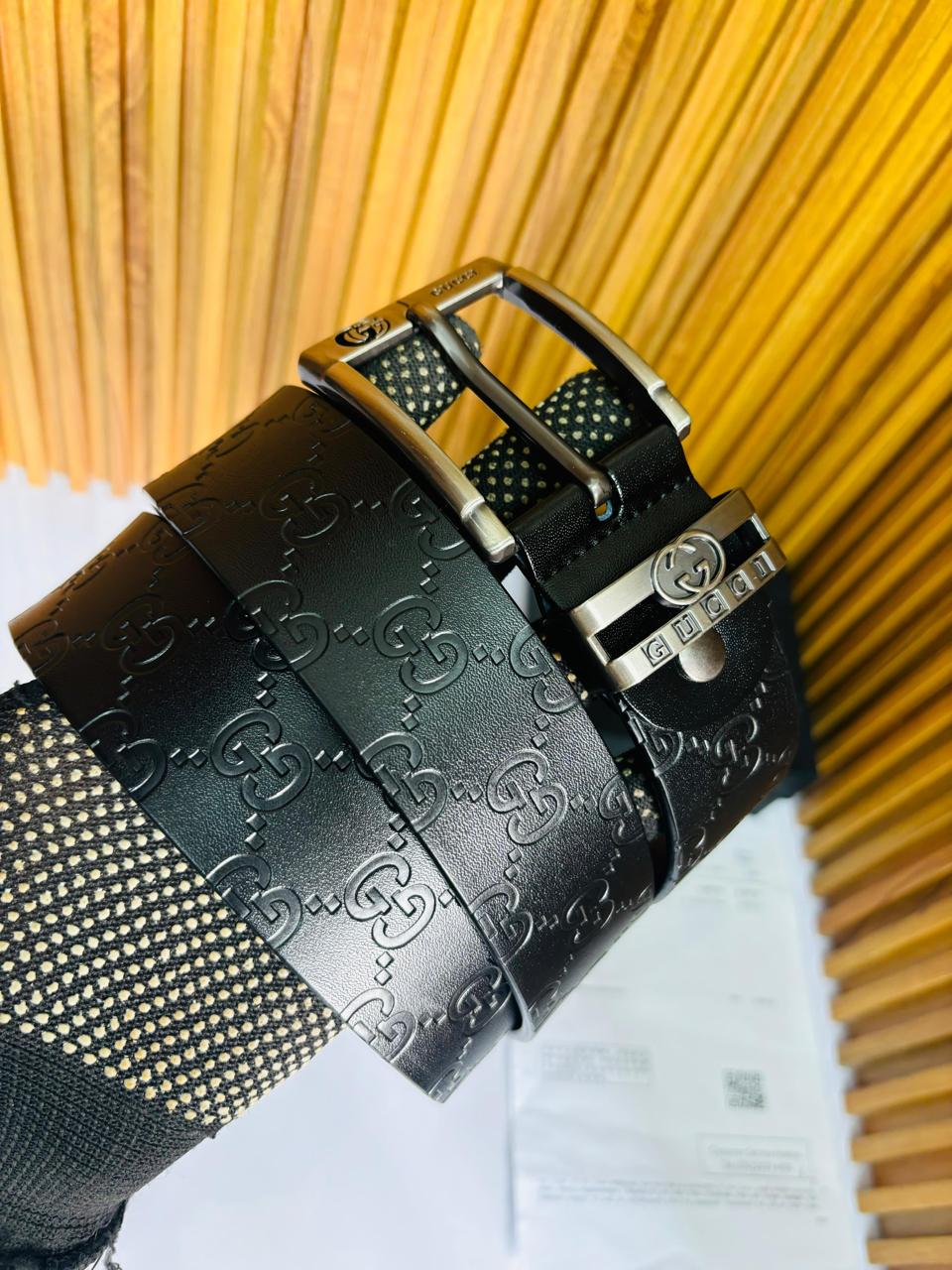 GUCC I PRINTED BLACK PREMIUM QUALITY BELT
