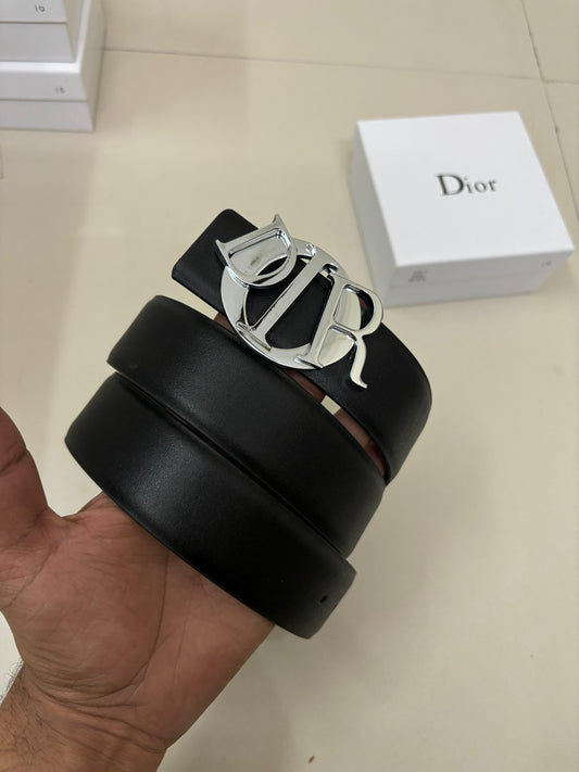 DIO R SILVER AND BLACK PREMIUM BELT FOR MEN