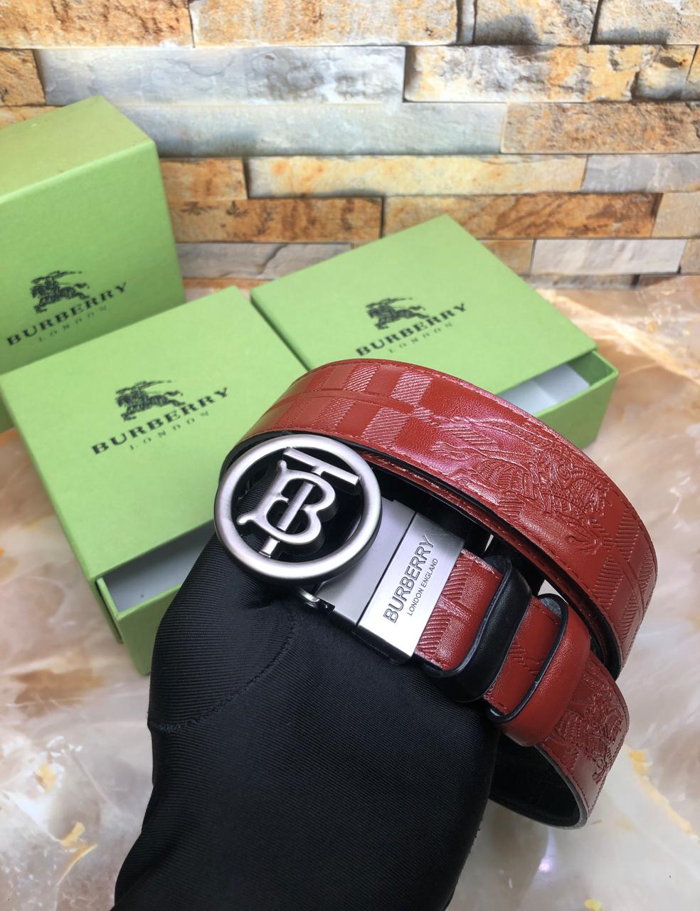 Burberrry Brown Printer Premiu Quality Belt Premium Luxury Reversible Belt