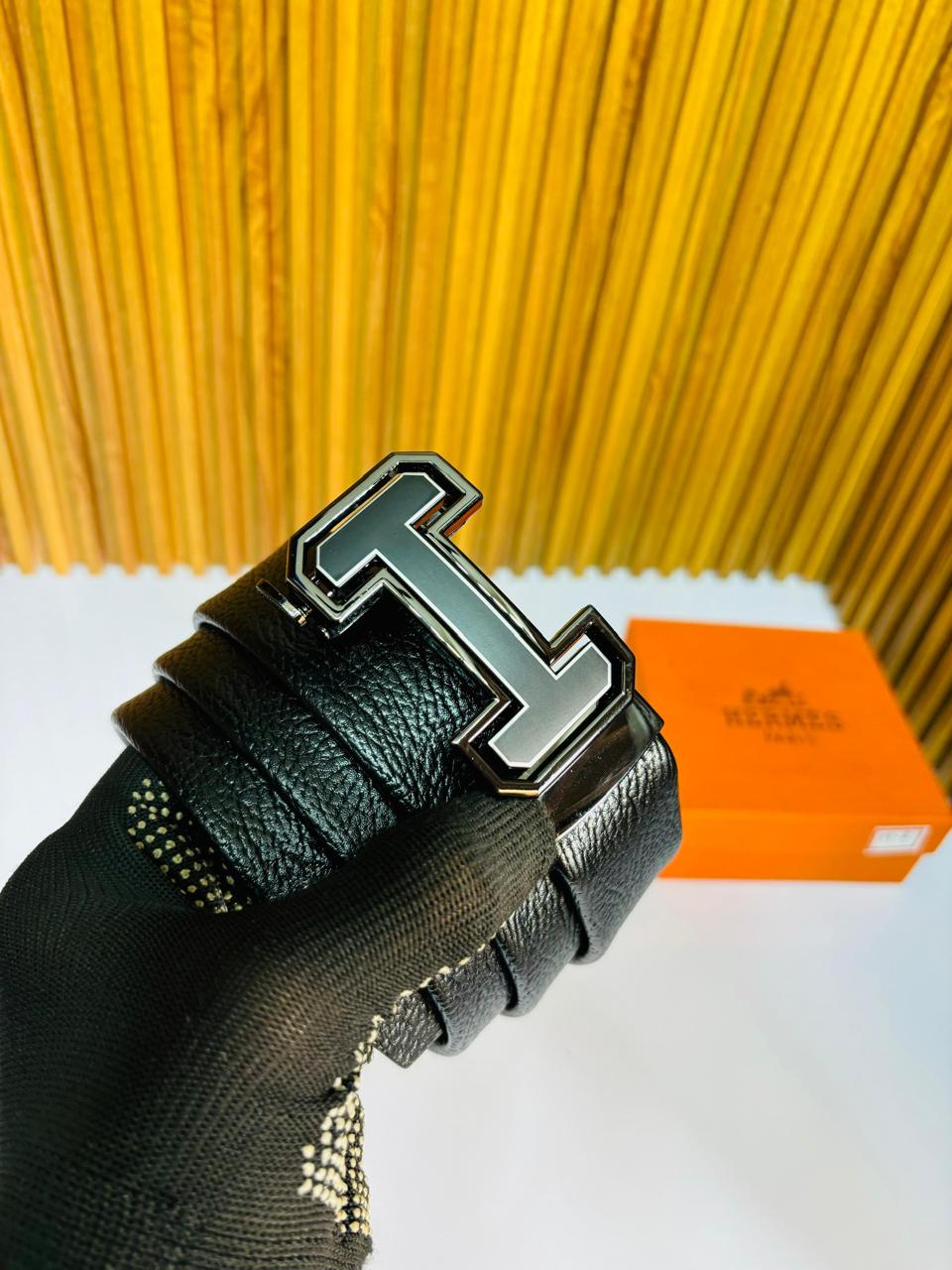 HERME S FULL BLACK PREMIUM QUALITY AUTOMATIC LOCK BELT