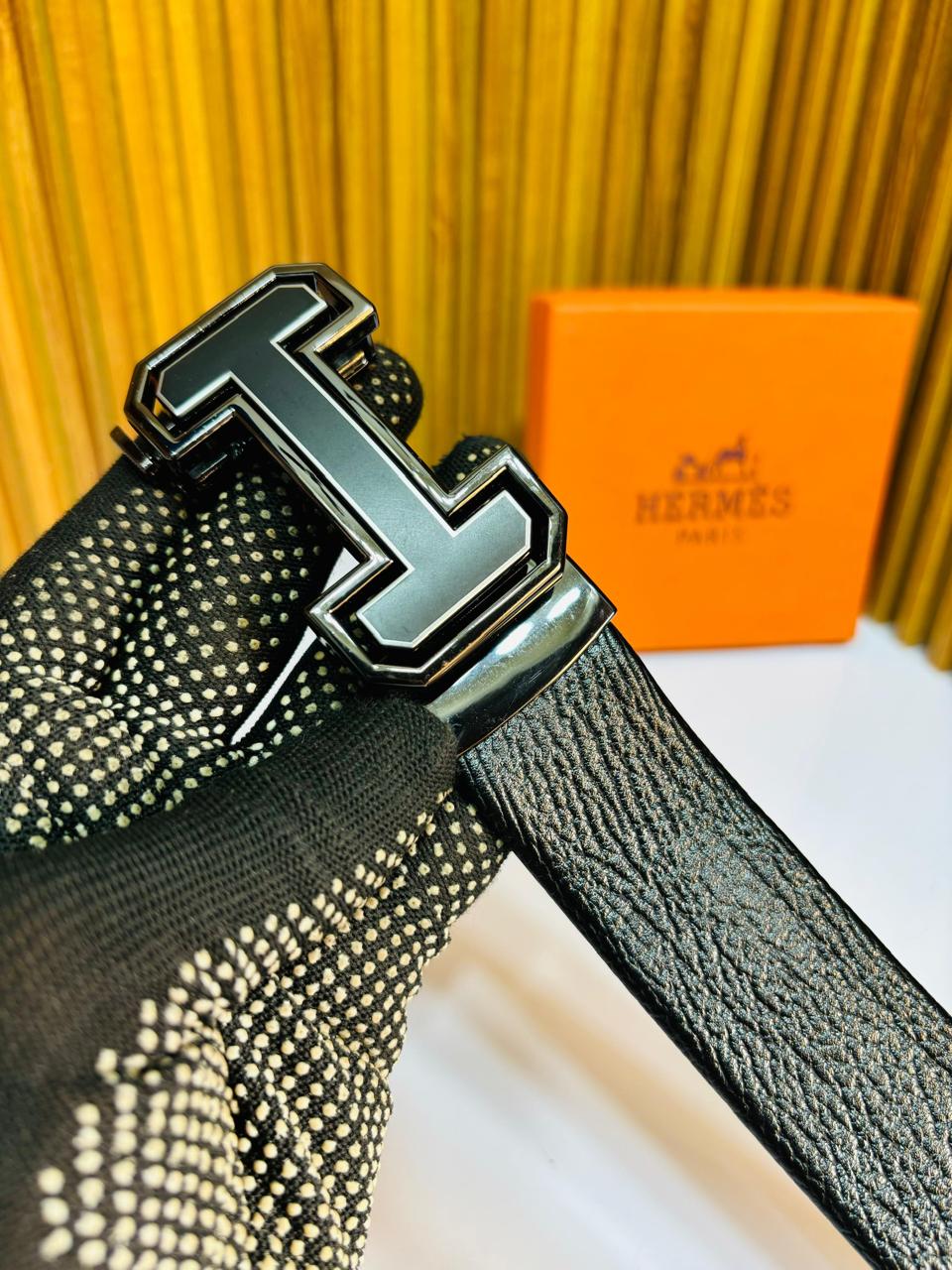 HERME S FULL BLACK PREMIUM QUALITY AUTOMATIC LOCK BELT