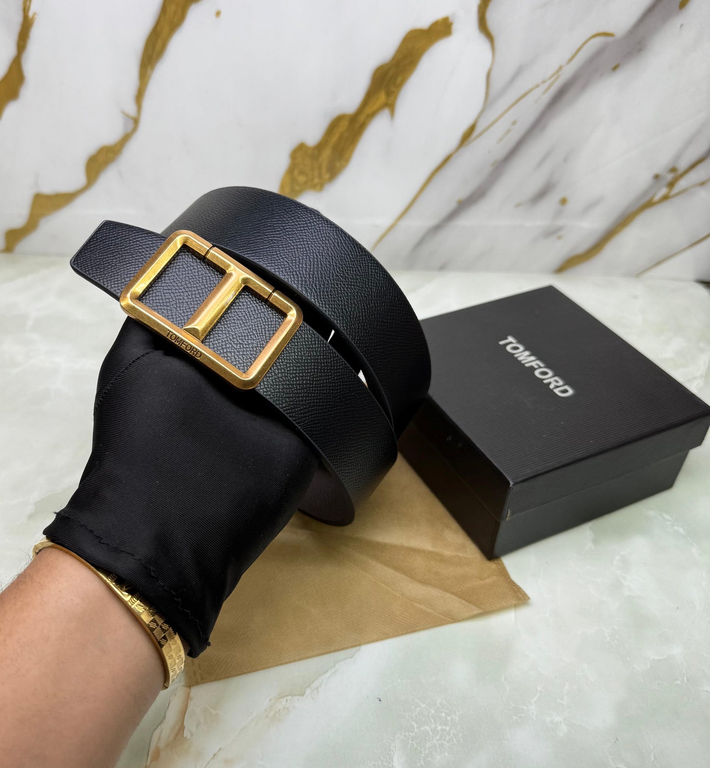 Tom Forrd Alligator Leather T Buckle Belt For Mens